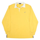 NAUTICA Mens Yellow & White Long Sleeve Plain XL Cotton Polo Shirt