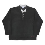 GYMNASIUM Mens Black Polo Shirt XL Long Sleeve Plain Cotton Blend Casual