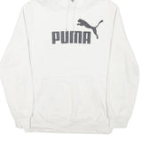 PUMA Mens White Hoodie S Cotton Blend Pullover Lightweight Casual Sportswear