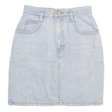 Womens Blue Denim Cotton Blend Mini Skirt XXS Classic A-Line Pocketed Casual