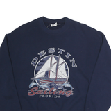JERZEES Mens Navy Blue Sailing Florida Crew Neck Sweatshirt M Cotton
