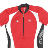 CASTELLI Mens Red & Black Cycling Jersey M Short Sleeve Crew Neck Lightweight