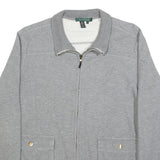 LAUREN RALPH LAUREN Womens Grey Cotton Blend Zip Jacket L Plain Casual