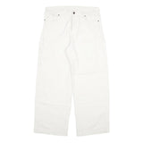 DICKIES Mens Jeans White Relaxed Loose Denim W33 L28 Workwear Zip