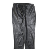 H&M Womens Black Slim Faux Leather Trousers W26 L28 Stylish Stretch Fit
