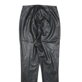 H&M Womens Black Slim Faux Leather Trousers W26 L28 Stylish Stretch Fit