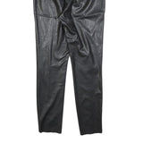 H&M Womens Black Slim Faux Leather Trousers W26 L28 Stylish Stretch Fit