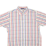 GANT Mens White & Red Check Cotton Blend Shirt M Short Sleeve Button Down Collar