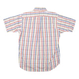 GANT Mens White & Red Check Cotton Blend Shirt M Short Sleeve Button Down Collar