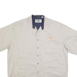 INFINITY BY CLASSIC Mens Beige Short Sleeve Shirt L Cotton Casual Summer Button