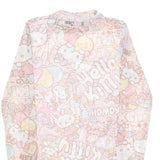SAWRI Womens Pink Printed Long Sleeve Round Neck Top S Hello Kitty Mesh
