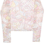 SAWRI Womens Pink Printed Long Sleeve Round Neck Top S Hello Kitty Mesh