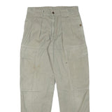 EL PASO Mens Cotton Blend Beige Regular Fit Trousers W28 L30 Casual Workwear Zip