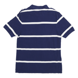 CHAPS Mens Blue & White Striped Short Sleeve Polo Shirt L Cotton Casual Classic
