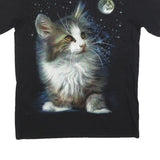 ROCK CHANG Mens Black Cat Graphic T-Shirt M Short Sleeve Crew Neck Cotton Blend