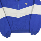 UNION BAY Womens Blue & White Plain Pullover Jumper 1/4 Zip L Cozy Casual
