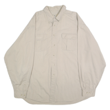FARGO Mens Beige Cotton Shirt XL Button Down Casual Long Sleeve Plain