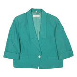 MAYERLINE Womens Green Button Jacket S Polyester Blend Classic Blazer Style