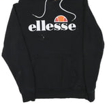 ELLESSE Womens Black Hoodie UK 12 Pullover Cotton Blend Casual Logo Sweatshirt