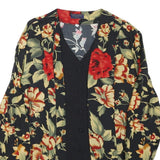 BIAGGINI Womens Black & Red Floral Button Shirt Long Sleeve V-Neck L Elegant