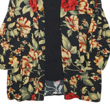 BIAGGINI Womens Black & Red Floral Button Shirt Long Sleeve V-Neck L Elegant