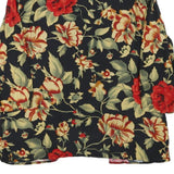 BIAGGINI Womens Black & Red Floral Button Shirt Long Sleeve V-Neck L Elegant