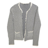 Esprit Womens Black & White Knit Jacket S Woven Chevron Pattern Open Front