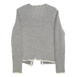 Esprit Womens Black & White Knit Jacket S Woven Chevron Pattern Open Front