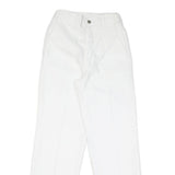 Womens White Cotton Blend Regular Fit Straight Leg Trousers W22 L28 Casual Zip