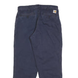 CARHARTT Mens Regular Navy Blue Cotton Blend Zip Trousers W32 L30 Classic
