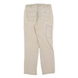 CARHARTT Mens Cotton Blend Beige Relaxed Straight Trousers W32 L32 Workwear