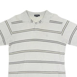 NAUTICA Mens White & Black Striped Short Sleeve Polo Shirt M Cotton Casual