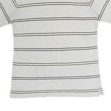 NAUTICA Mens White & Black Striped Short Sleeve Polo Shirt M Cotton Casual