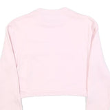 ELLESSE Womens Pink Cotton Blend Crop Sweatshirt UK 4 Crew Neck Long Sleeve