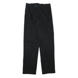 Mens Black Cotton Blend Regular Fit Straight Leg Trousers W31 L33 Classic Zip