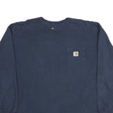 CARHARTT Mens Blue Long Sleeve Crew Neck Pocket T-Shirt 2XL Cotton Comfortable
