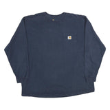 CARHARTT Mens Blue Long Sleeve Crew Neck Pocket T-Shirt 2XL Cotton Comfortable