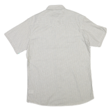WRANGLER Mens White & Grey Striped Western Shirt L Cotton Blend Short Sleeve