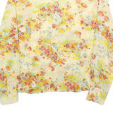 IMPERIA Womens Yellow Floral Print Shirt Long Sleeve Point Collar M Blouse