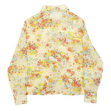 IMPERIA Womens Yellow Floral Print Shirt Long Sleeve Point Collar M Blouse