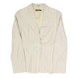 BOSS Womens Cream & Beige Stripe Blazer Jacket UK 8 Polyester Blend Button