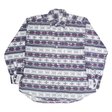 Mens Blue White Red Patterned Cotton Shirt L Long Sleeve Button Closure Casual