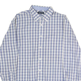 NAUTICA Mens Blue & White Check Shirt L Cotton Blend Button Down Collar Long