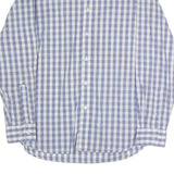 NAUTICA Mens Blue & White Check Shirt L Cotton Blend Button Down Collar Long