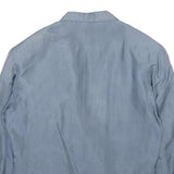 VINCI Mens Blue Silk Button Jacket S Plain Formal Lightweight Classic Tailored