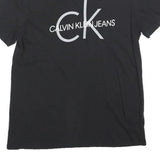 CALVIN KLEIN JEANS Mens Black S Cotton Blend Short Sleeve Crew Neck Logo T-Shirt