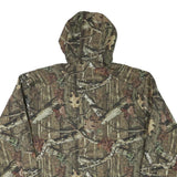 Mens Green Brown Camouflage Outdoor Zip Jacket XL Polyester Blend Hooded