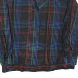Womens Black Blue Red Green Checked Button Jacket L Woven Casual Lightweight