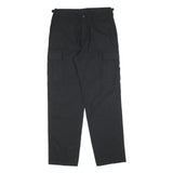 Mens Black Cotton Blend Regular Fit Cargo Trousers W30 L32 Workwear Utility Zip