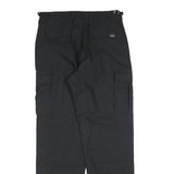 Mens Black Cotton Blend Regular Fit Cargo Trousers W30 L32 Workwear Utility Zip